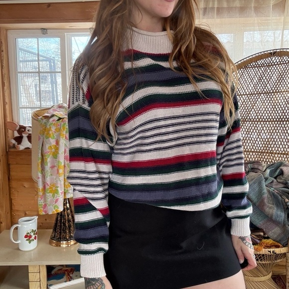 Paris Sports Club Sweaters - Vintage Striped Multicolor Turtleneck Sweater